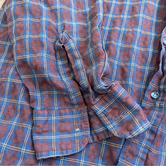 LEE Vintage Made in the USA Button Down Plaid Red Blue Shirt Sz XL - Picture 3 of 7